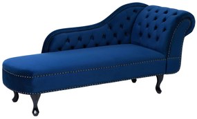 Chaise longue destra in velluto blu NIMES Beliani