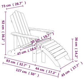 Sedie da giardino adirondack 2 pz con poggiapiedi hdpe bianco