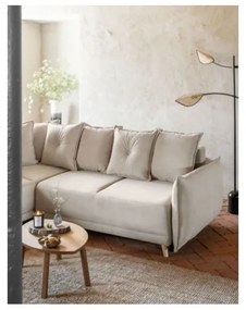 Divano letto angolare in velluto a coste beige (variabile) Lazy Lukka - Miuform