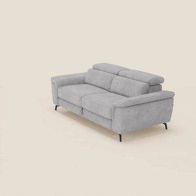 Estro Divano 3 posti con pouf estraibile - poggiatesta reclinabili in tessuto impermeabile T14 grigio chiaro