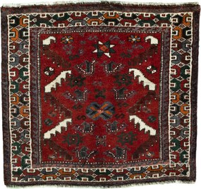 Shiraz Tappeto 70x60 Rosso (Iran) Annodato A Mano