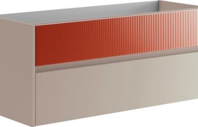 Mobile da bagno sospeso sotto lavabo Niwa 2 cassetti L119.5 x H50 x P45.5cm sabbia e paprika cannettato