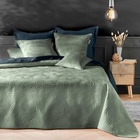 Set con copriletto e federa verde in velluto 220x240 cm Solange – douceur d'intérieur