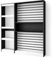 Libreria scaffale in legno a ripiani, 170x186x25cm, Soggiorno - Ufficio, Per libri, Stile moderno colore Bianco e nero