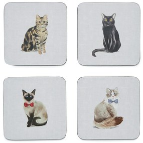 Set di 4 sottobicchieri blu con Curious Cat - Cooksmart ®