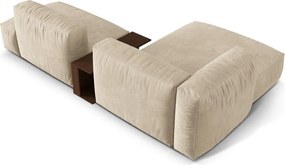 Divano angolare componibile beige (con penisola a sinistra/con chaise lounge) con rivestimento in velluto Martina – Micadoni