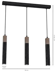 Lampadario su filo SOLO 3xGU10/MR11/40W/230V nero