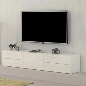 Porta TV Moderno con 1 Anta e 4 Cassetti - METIS Bianco Lucido