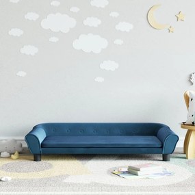Divano Per Bambini Blu 100x50x26 Cm İn Velluto /