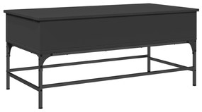 Tavolino salotto nero 100x50x45 cm legno multistrato e metallo