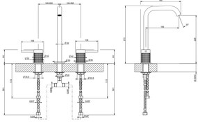 Gruppo lavabo 3 fori con bocca senza scarico steel brushed cesello 54411 gessi