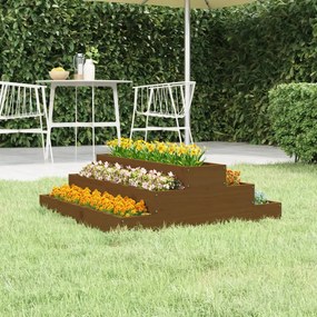 Fioriera Marrone Ambra 80x80x27 Cm İn Legno Massello Di Pino /
