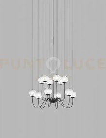 Puppet sospensione 12p bianco sfumato nero opaco 12 luci attacco g9
