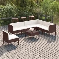 Set Divani da Giardino 8 pz con Cuscini in Polyrattan Marrone 3094439