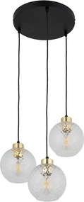 Lampadario LED a sospensione su cavo DEVON 3xE27/15W/230V nero/trasparente