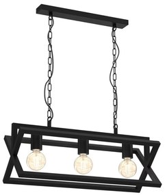 Lampadario a sospensione con catena ARNOLD 3xE27/60W/230V nero