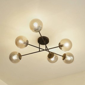 Plafoniera soffitto Isamer Lindby, dimmerabile, Nero, Soggiorno / Sala da pranzo, Metallo, Moderno, Plafoniera