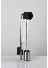 WENKO 21564100 - Scopino WC RIVALTA 18x70 cm acciaio inox/argento/bianco/nero