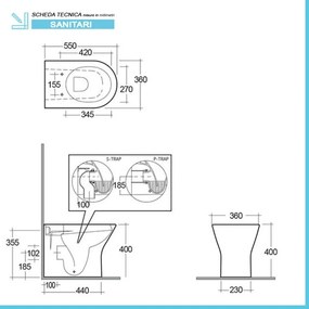 Coppia di sanitari filomuro serie resort RIMLESS con copriwc avvolgente