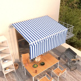 Tenda Sole Retrattile Automatica Parasole 3,5x2,5m Blu Bianco /