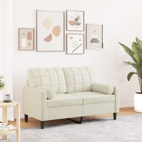 Divano A 2 Posti Con Cuscini Crema 120 Cm İn Velluto /