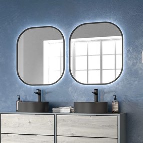 Specchio bagno led retroilluminato 60x70 cm cornice nera | KAM-S6700N - KAMALU