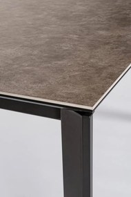 Tavolo BRIVA in acciaio nero e piano in ceramica marrone, allungabile 160&#215;90 cm &#8211; 220&#215;90 cm