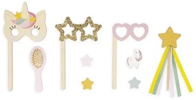 Tavolino da toeletta in legno con unicorno e sgabello