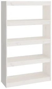 Libreria/divisorio bianco 80x30x135,5 cm in massello di pino