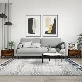 Tavolini Salotto 2pz Rovere Fumo 50x46x35 Cm Legno Multistrato /
