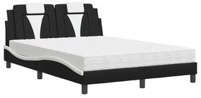 Letto con Materasso Nero e Bianco 120x200 cm in Similpelle