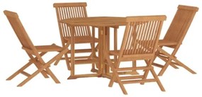 Set da Pranzo Pieghevole per Esterni 5pz Legno Massello di Teak