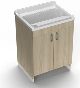 Mobile lavatoio 60x50 cm olmo in kit di montaggio con vasca e asse Ikaro