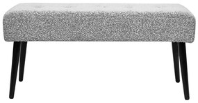 Panca design lavorazione capitonné in tessuto effetto lana bouclé grigio chiné e metallo nero L95 cm GUESTA