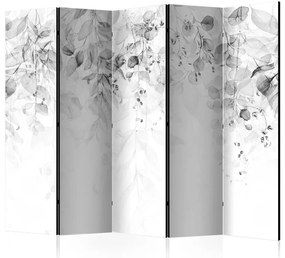 Paravento Tocco di natura - variante 3 II (5 pezzi) - foresta bianco e nero