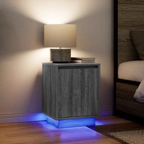Comodini Con Luci A Led 2 Pz Grigio Sonoma 38x34x50 Cm /
