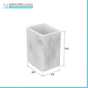 Set accessori bagno 2 pezzi in poliresina marmorizzata bianca Marmo