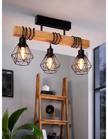 Lampadario nero/di colore naturale TOWNSHEND 5 – EGLO