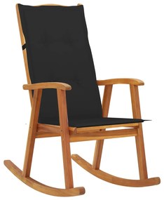 Sedia A Dondolo Con Cuscini İn Legno Massello Di Acacia /