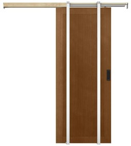 Porta scorrevole con sistema a incasso H205 x L73 cm in MDF e Legno Naturale scuro - SANDORA