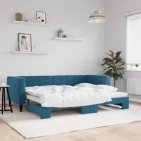 Divano Letto con Letto Estraibile Blu 80x200 cm in Velluto 3196683