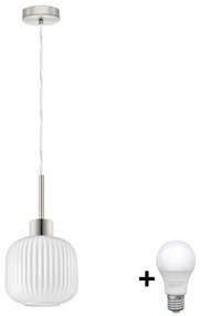 Lampadario LED a sospensione su cavo HARMA 1xE27/60W/230V Ø 20 cm cromo opaco/bianco