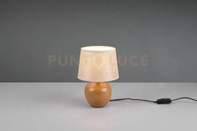 Luxor lampada tavolo base effetto legno e paralume beige h. 26cm d....