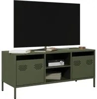 Mobile TV Verde Oliva 101,5x39x43,5cm Acciaio Laminato a Freddo 851302