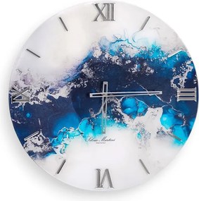Orologio da parete in vetro temperato D60 cm con stampa Blu - MARIDRO