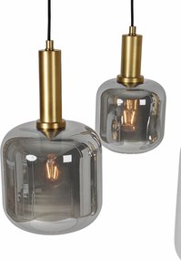 Lampadario ovale nero con vetro oro e fumé 5 luci - Zuzanna