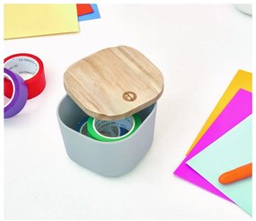 Scatola grigia con coperchio in legno di paulownia , 9 x 9 cm Eco - iDesign