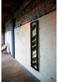 Portabottiglie in metallo nero da parete 8 bottiglie 36x160x6 cm Malbeo - Light &amp; Living