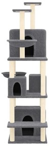 Albero per gatti con tiragraffi in sisal grigio scuro 180 cm