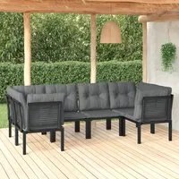 Set Salotto da Giardino 6 pz in Polyrattan Nero e Grigio 3187768